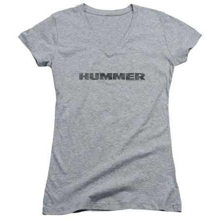 Hummer Juniors V Neck Shirt Distressed Logo Athletic Heather T-Shirt