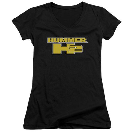Hummer Juniors V Neck Shirt H2 Block Logo Black T-Shirt