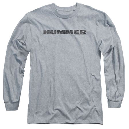 Hummer Long Sleeve Shirt Distressed Logo Athletic Heather Tee T-Shirt