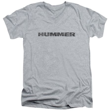 Hummer Slim Fit V-Neck Shirt Distressed Logo Athletic Heather T-Shirt