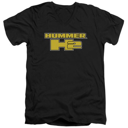 Hummer Slim Fit V-Neck Shirt H2 Block Logo Black T-Shirt