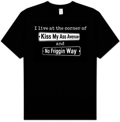 I LIVE AT THE CORNER Funny Adult Novelty T-shirt Tee Shirt