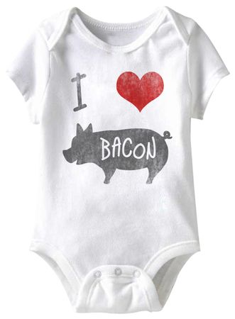 I Love Bacon Funny Baby Romper White Infant Babies Creeper