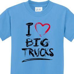 I Love Big Trucks Kids Shirts