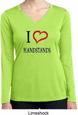 I Love Handstands Ladies Moisture Wicking Long Sleeve Shirt