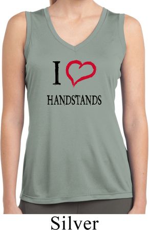 I Love Handstands Ladies Sleeveless Moisture Wicking Shirt