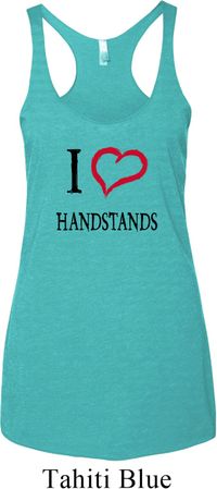 I Love Handstands Ladies Tri Blend Racerback Tank Top