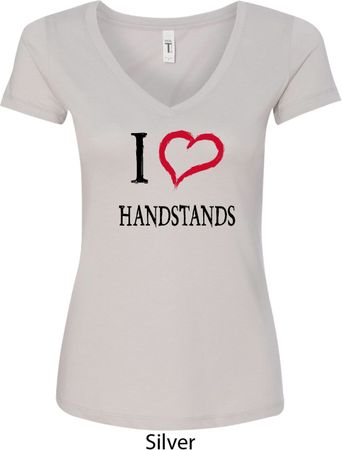 I Love Handstands Ladies V-Neck Shirt