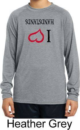 I Love Handstands Upside Down Kids Dry Wicking Long Sleeve Shirt