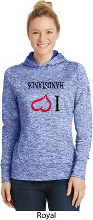 I Love Handstands Upside Down Ladies Royal Moisture Wicking Hoodie
