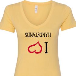 I Love Handstands Upside Down Ladies V-Neck Shirt