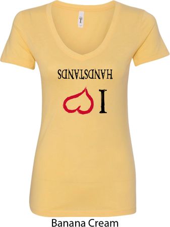 I Love Handstands Upside Down Ladies V-Neck Shirt