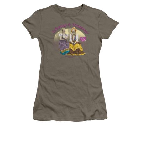 I Love Lucy Shirt Scheming & Dreaming Juniors Light Olive Tee T-Shirt
