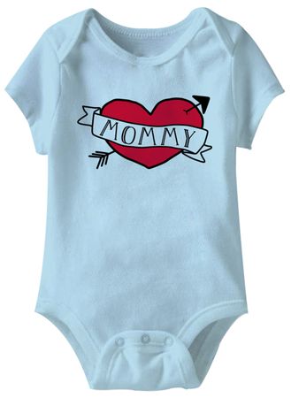 I Love Mom Tattoo Funny Baby Romper Blue Infant Babies Creeper