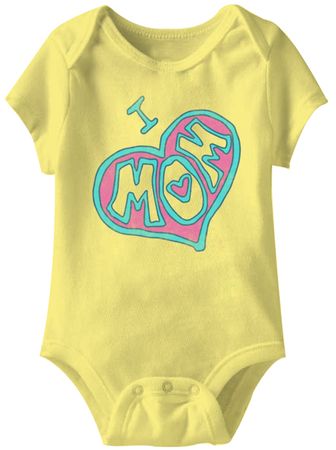 I Love Mommy Funny Baby Romper Yellow Infant Babies Creeper