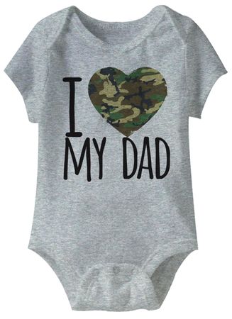I Love My Army Dad Funny Baby Romper Grey Infant Babies Creeper
