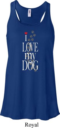 I Love My Dog Ladies Flowy Racerback Tanktop