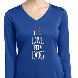 I Love My Dog Ladies Moisture Wicking Long Sleeve Shirt