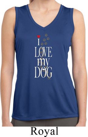 I Love My Dog Ladies Sleeveless Moisture Wicking Shirt