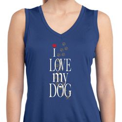I Love My Dog Ladies Sleeveless Moisture Wicking Shirt