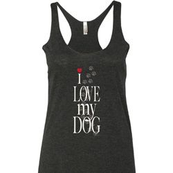 I Love My Dog Ladies Tri Blend Racerback Tank Top