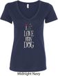I Love My Dog Ladies V-Neck Shirt