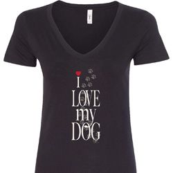 I Love My Dog Ladies V-Neck Shirt