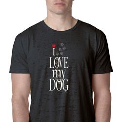 I Love My Dog Mens Black Burnout Shirt