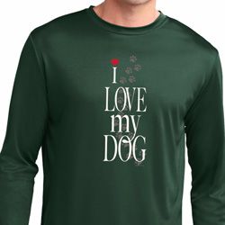 I Love My Dog Mens Moisture Wicking Long Sleeve Shirt