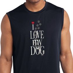 I Love My Dog Mens Sleeveless Moisture Wicking Shirt
