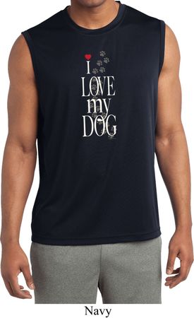 I Love My Dog Mens Sleeveless Moisture Wicking Shirt