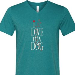 I Love My Dog Mens Tri Blend V-neck Shirt
