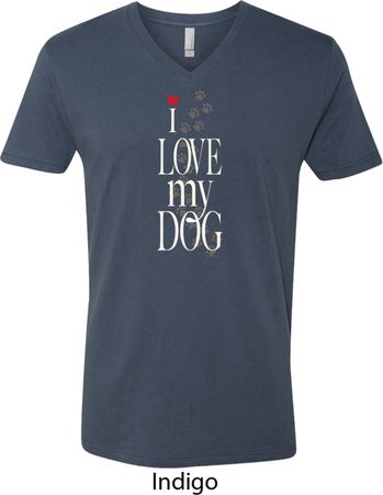 I Love My Dog Mens V-Neck Shirt