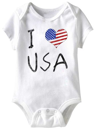 I love USA Funny Baby Romper White Infant Babies Creeper