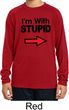 I'm With Stupid Black Print Kids Dry Wicking Long Sleeve Shirt