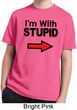 I'm With Stupid Black Print Kids Moisture Wicking Shirt