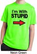 I'm With Stupid Black Print Kids Moisture Wicking Shirt