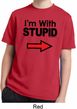 I'm With Stupid Black Print Kids Moisture Wicking Shirt