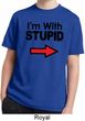 I'm With Stupid Black Print Kids Moisture Wicking Shirt