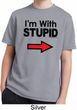 I'm With Stupid Black Print Kids Moisture Wicking Shirt
