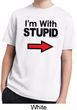 I'm With Stupid Black Print Kids Moisture Wicking Shirt