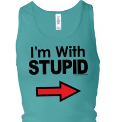 I'm With Stupid Black Print Ladies Longer Length Racerback Tank Top