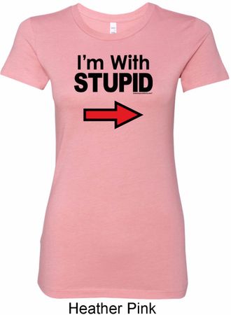 I'm With Stupid Black Print Ladies Longer Length Shirt
