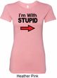 I'm With Stupid Black Print Ladies Longer Length Shirt