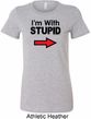I'm With Stupid Black Print Ladies Longer Length Shirt