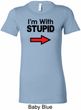I'm With Stupid Black Print Ladies Longer Length Shirt