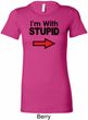 I'm With Stupid Black Print Ladies Longer Length Shirt