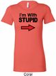 I'm With Stupid Black Print Ladies Longer Length Shirt
