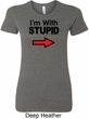 I'm With Stupid Black Print Ladies Longer Length Shirt