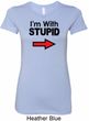 I'm With Stupid Black Print Ladies Longer Length Shirt